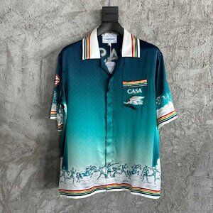 Casablanca La Deesse Du Stade Printed Silk Satin Shirt